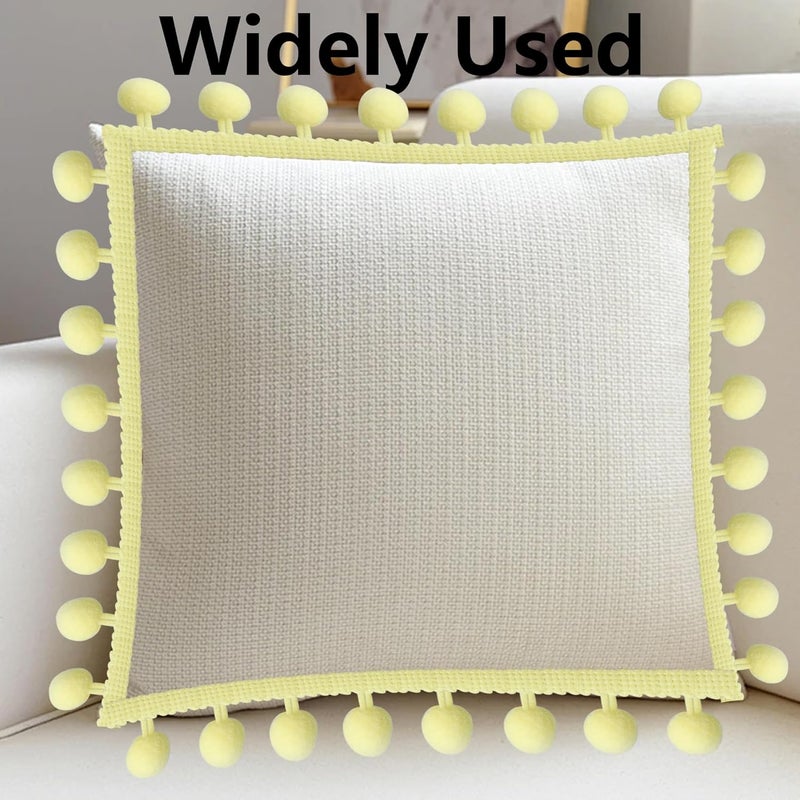 PT'SON 20 Yards Pom Pom Trim Ball Fringe Ribbon, Light Yellow Ribbon Sewing Tassel Ball Applique for DIY, Sewing, Crafts, Decoration - Image 3